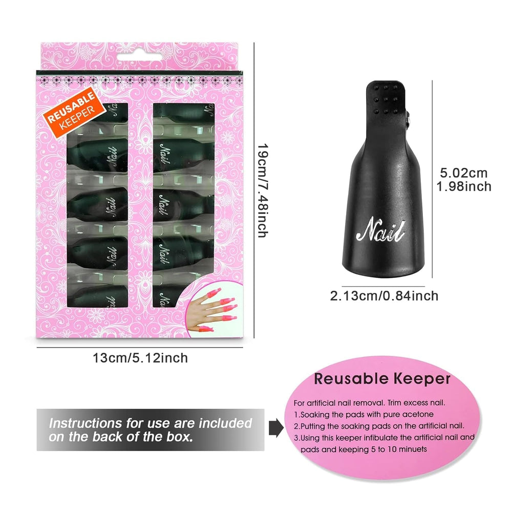 Hanyousheng Nagellackentferner Clips, Nagel Clips,10 Stück Schwarz Nagelclips, Nagel Klammer, Nails Art ​Gel Cap, Soak off Clip Cap UV Gel Poliermittel Entferner Wrap Nail Tool