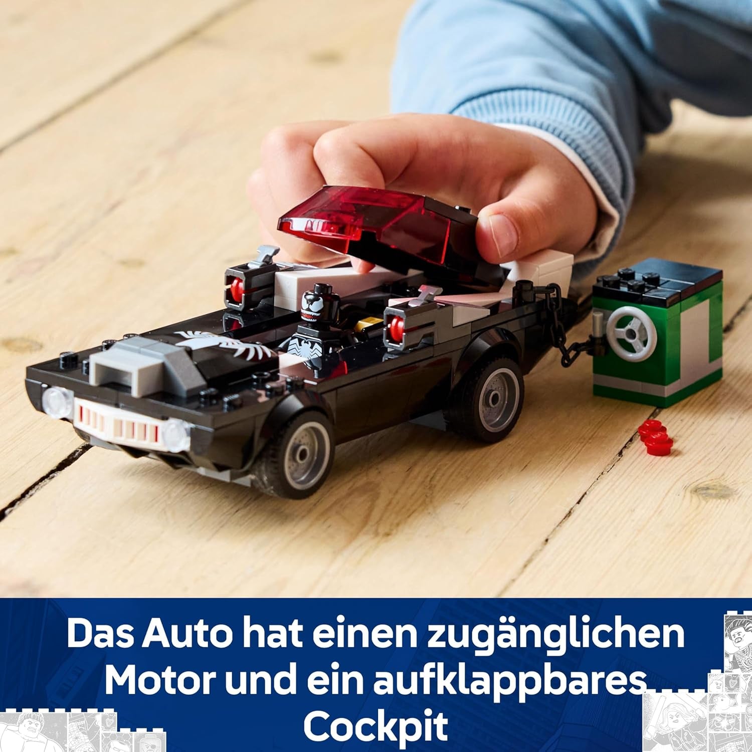 LEGO | Marvel Spider-Man Mech vs. Venom Muscle Car - Auto Spielzeug mit 3 Superhelden Minifiguren - Modellauto mit Shootern - Geschenk für Jungen und Mädchen ab 7 Jahren 76309