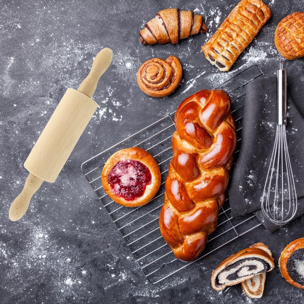 Fackelmann 521146 Nudelholz klein Holz Nudelholz Holz 23,5 x 4,5 cm barna