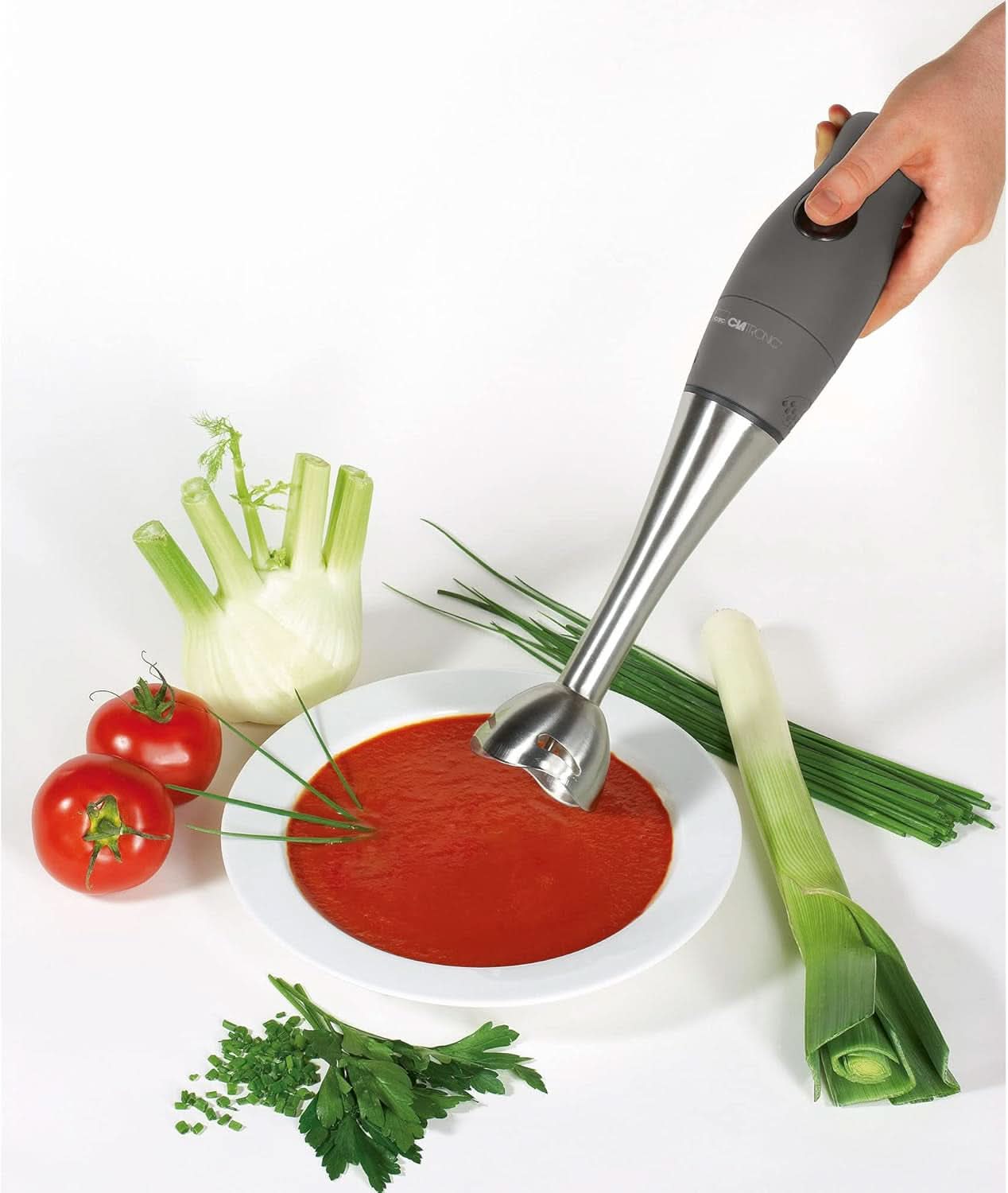 Clatronic® állványkeverő készlet | Keverő, Pürierstab, Zerkleinerer Aus Edelstahl | 400 Watt | 2 Geschwindigkeitsstufen | Alesschneider | Mixbehälter | Schneebesen | Multizerkleiner | SMS 3777 Kitchen Naty Shop