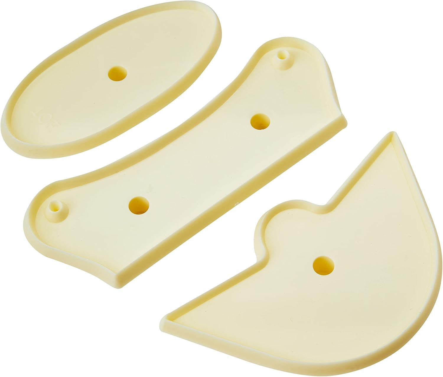 100C008 Forme de biscuiți Jem pentru botoșei de mărime naturală, asortate, plastic, fildeș, 18 x 1 x 28 cm, 3 bucăți