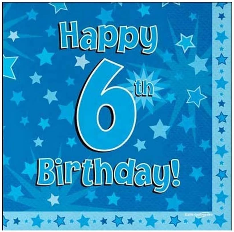 Șervețele "Happy 6Th Birthday", albastru, 33 Cm X 33 Cm, 3 straturi, 16 bucăți
