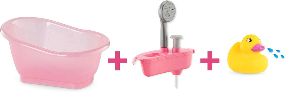 Corolle 9000141660 - Cadă de baie Mon Grand Poupon, cu funcție de pompă și rățușcă de cauciuc pentru toate păpușile de 30-36 cm, 32,5 cm, de la 3 ani
