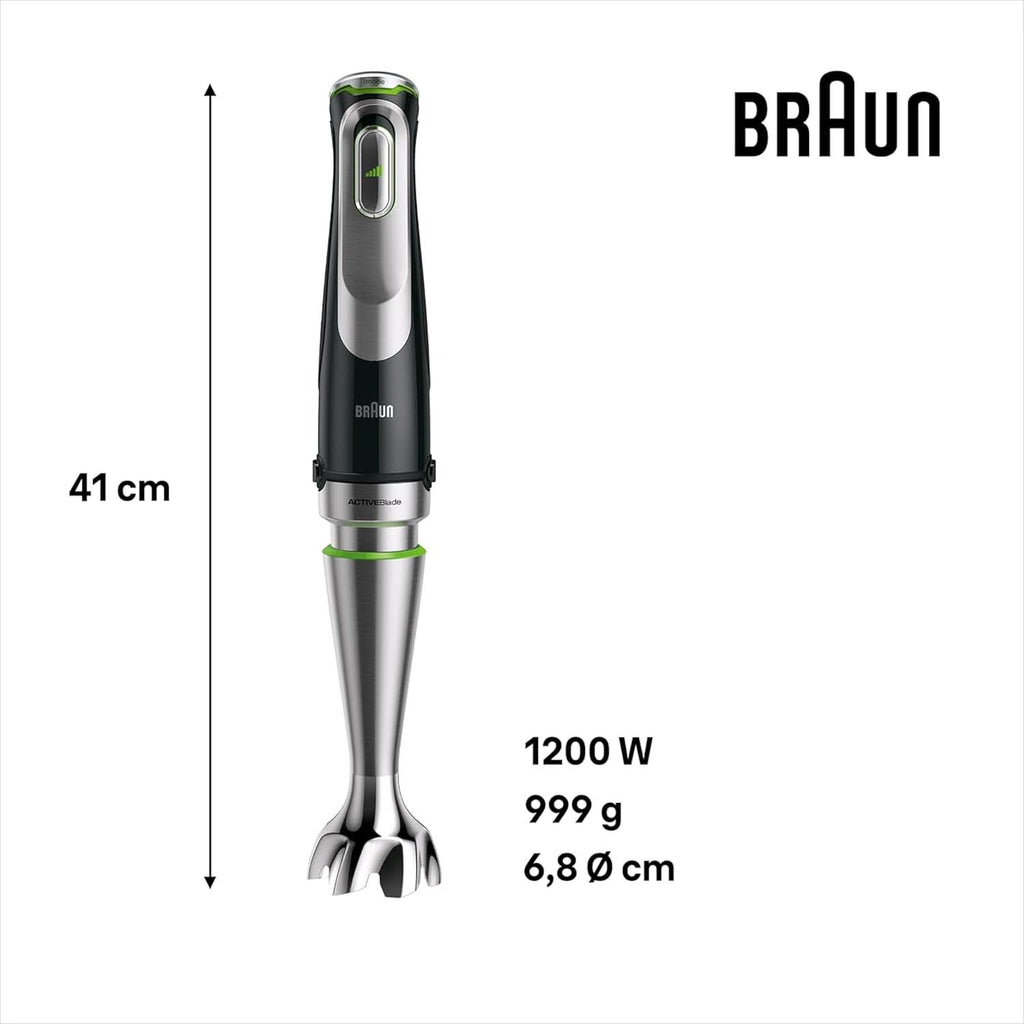 Braun Multiquick 9 MQ 9147X – 5-In-1 Stabmixer Mit Standmixer-Aufsatz, Zerkleinerer, Kartoffel- & Gemüsestampfer & Schneebesen, Stufenlose Geschwindigkeitseinstellung, 1200 W, Schwarz/Edelstahl Bucatarie Naty Shop