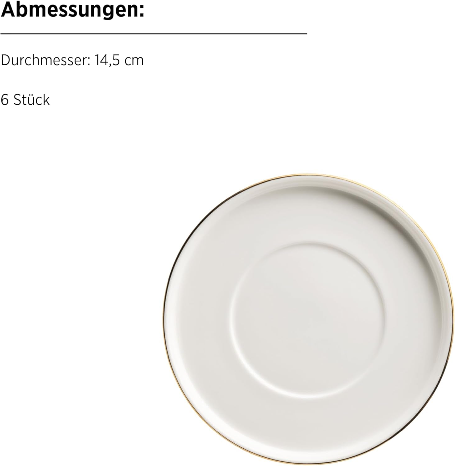 MÄSER, Serie Sita, Teller Set Für 6 Personen, Essgeschirr Aus Weißem Porzellan Mit Goldrand, Schlicht, Elegant, Porzellan, Weiß Seturi vesela masa Naty Shop