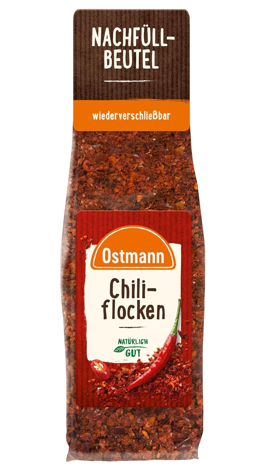 Ostmann Gewürze - Chiliflocken | Scharfes öntet mindenféle ételhez | Zum Nachfüllen der Streudose | 45 g zacskóban