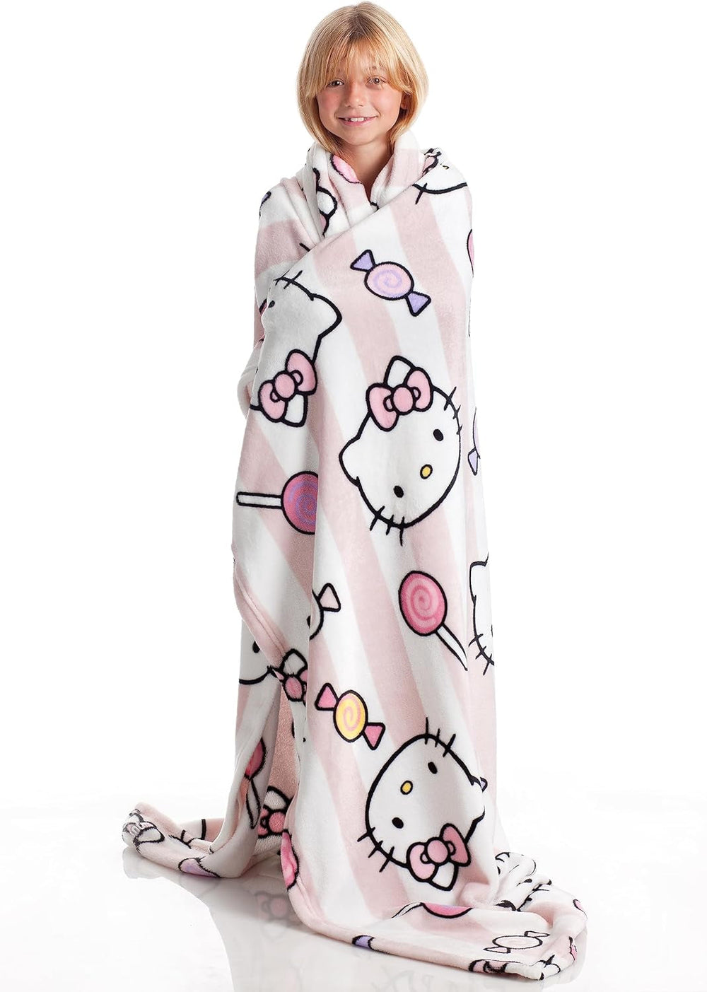 Cuvertură de pat Hello Kitty, roz, pătură moale 130X170Cm, cuvertură de pat din microfibră cuvertură de pat sau cuvertură de pat canapea. Calitate cu certificat Oekotex, Sanrio Paturi si Cuverturi Besuche den Kanguru-Store