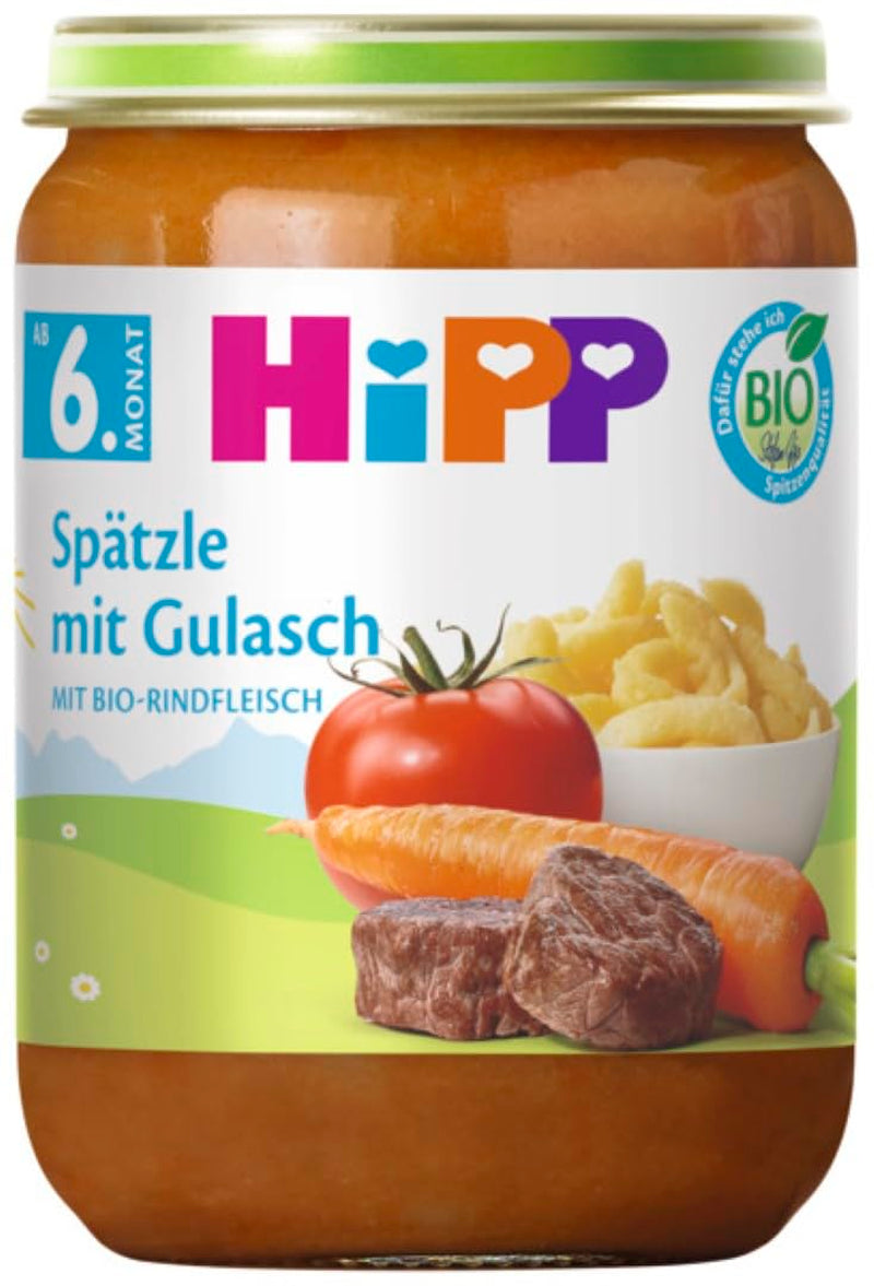 Hipp Organic menük 6 hónapos kortól, tészta spaetzle gulyással, 220G, 6 db-os (6X220G) csomag Anya és Gyermek Naty Shop Alapbeállítás