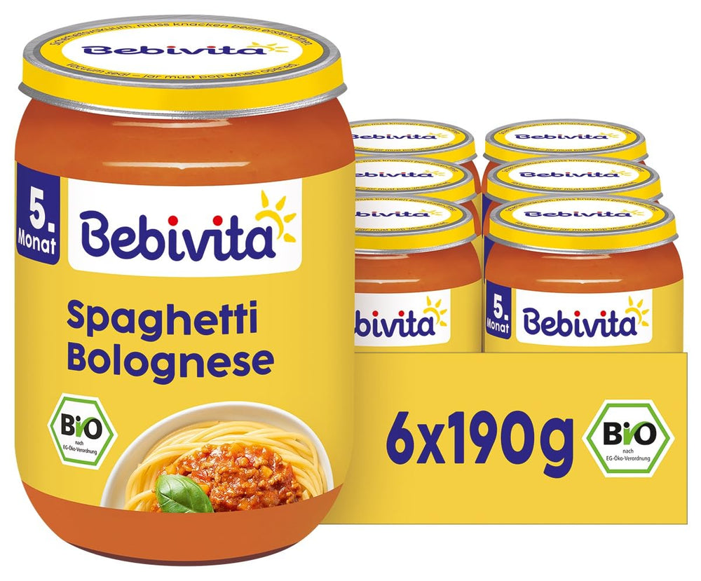 Étkezés 5 hónapos kortól: Bolognai spagetti, 190g, 6 db-os kiszerelés (6x190g)