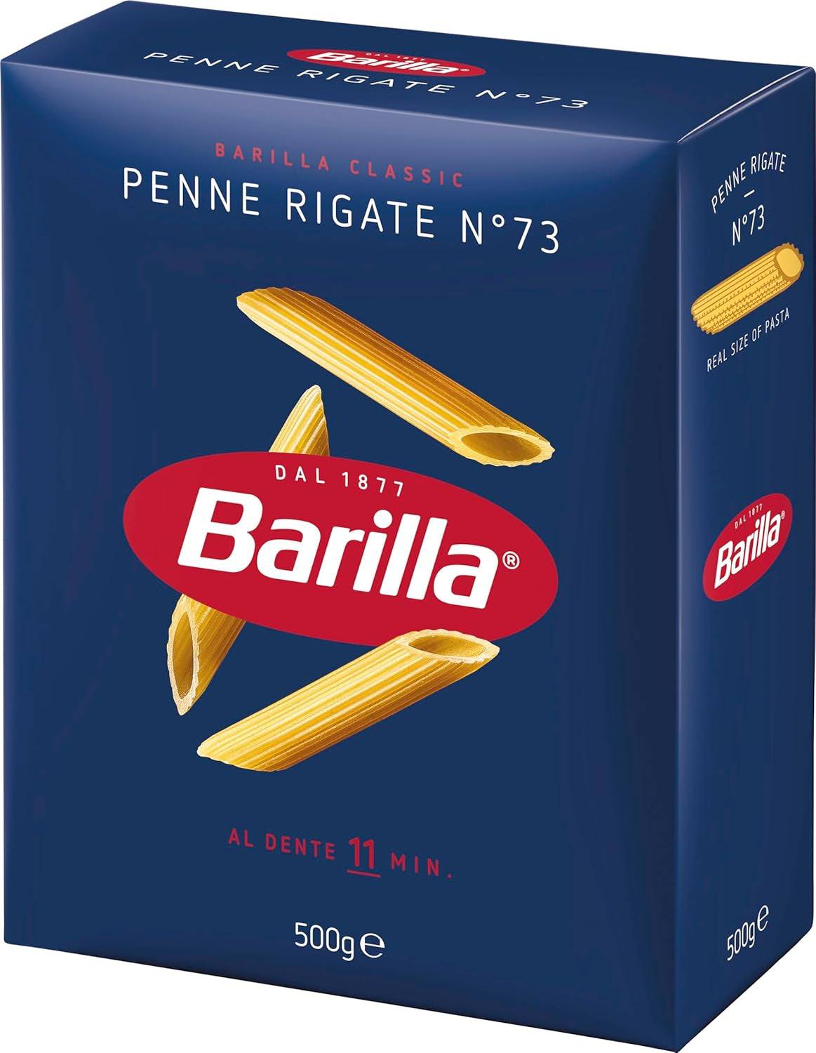 Pasta Barilla Classic Penne Rigate Nr. 73 kiváló minőségű durumbúzából, mindig al dente (1 x 500 g)