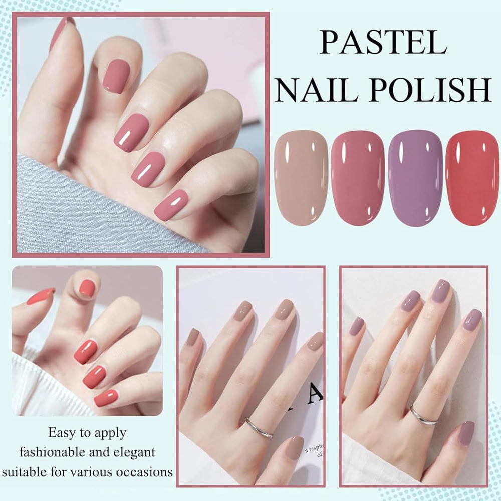 4 részes körömlakk készlet - Gyorsan szárad, hosszan tartó vízbázisú körömlakk - DIY Nail Design körömlakk (Nude Normal Style 4 részes készlet)