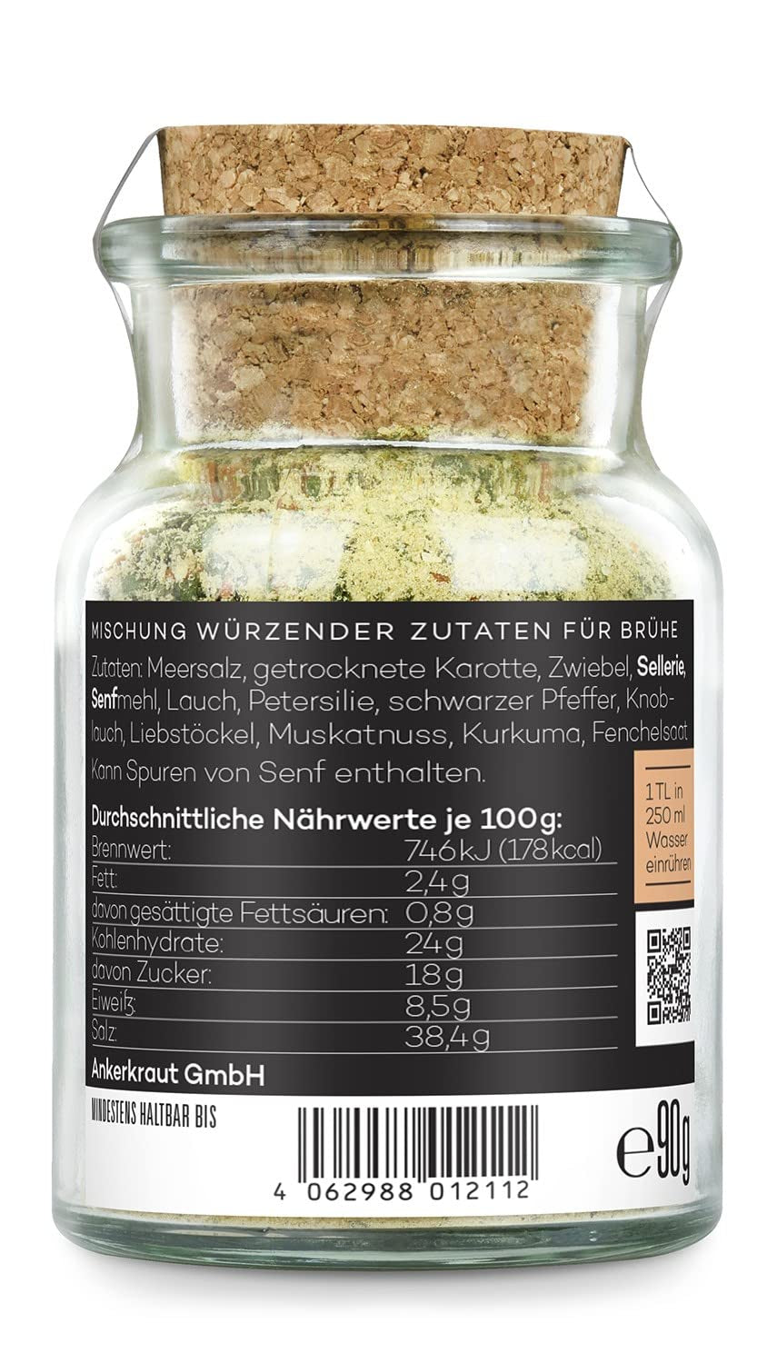 Ankerkraut Gemüsebrühe, ohne Gemsckverstärker, ohne Zucker, 90g parafa üvegben, Mischung würzender Ingredient für Brühe