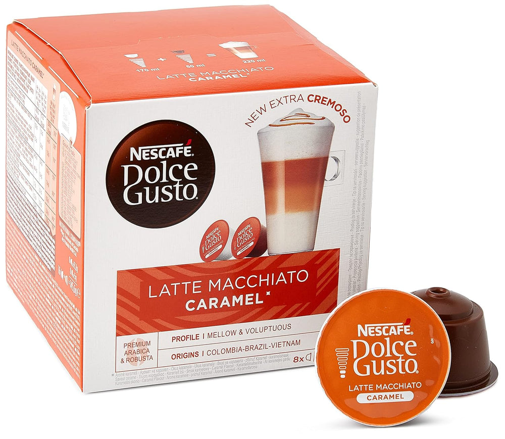 NESCAFÉ Dolce Gusto Café au Lait 96 Kaffeekapseln & Latte Macchiato Caramel, 48 Kaffeekapseln