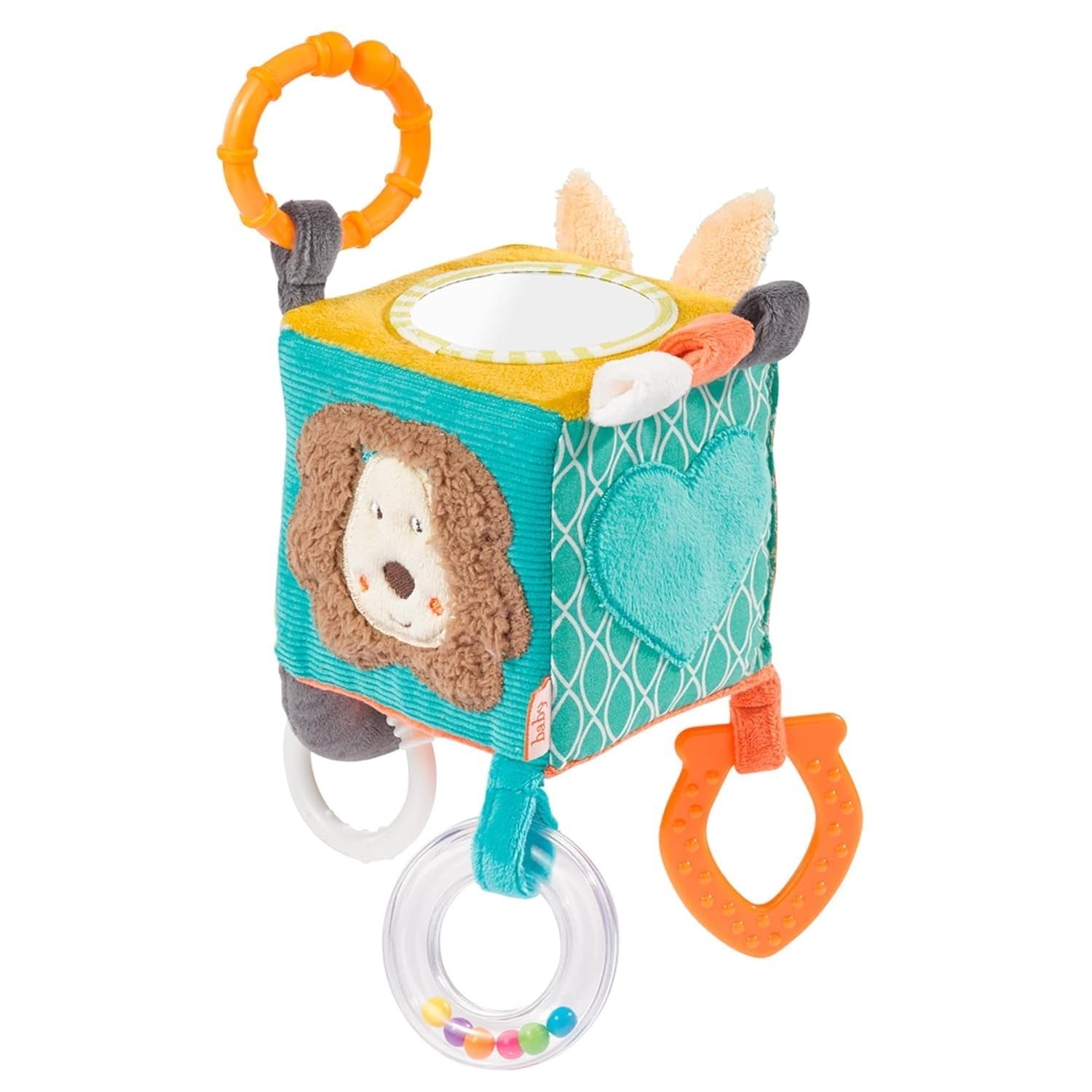 Fehn Activity Cube Otter - Jucărie pentru activități motorii cu elemente de prindere suspendate - Pentru bebeluși și copii mici de la 0+ luni - Dimensiuni: 10 x 10 cm Jucarii Bebe Naty Shop Funky Friends