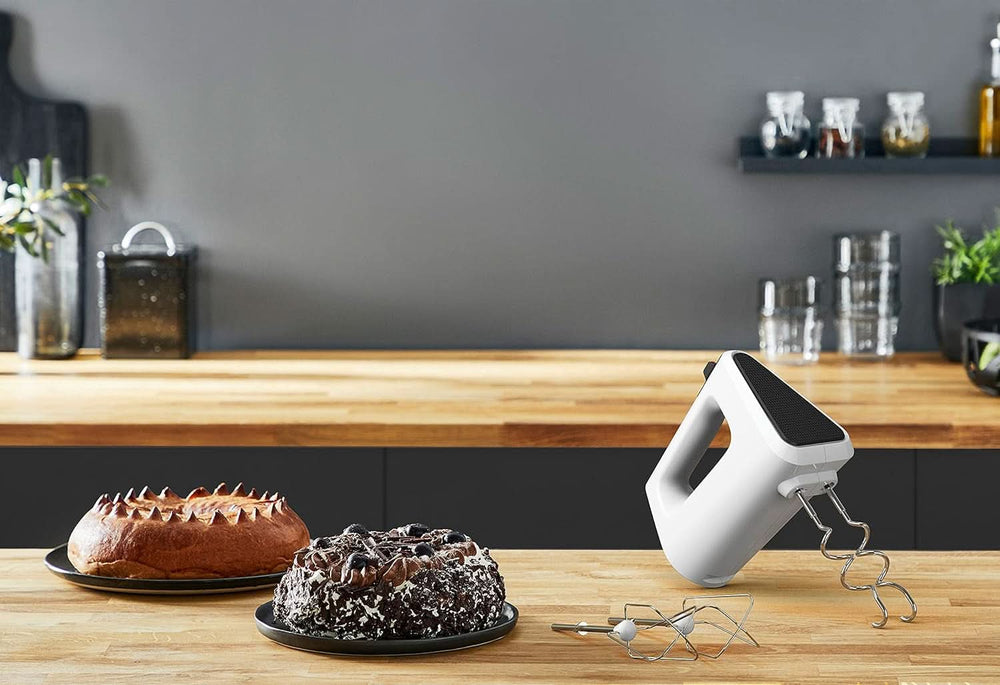 Krups GN4001 3 Mix 4000 Kézi mixer | 450 Watt | Robusztus kialakítás | Változtatható fordulatszám-szabályozó | Turbo-Und Auswurf-Funktion | Incl. 2 Rührbesen Und 2 Knethaken | Weiß/Grau Kitchen Naty Shop