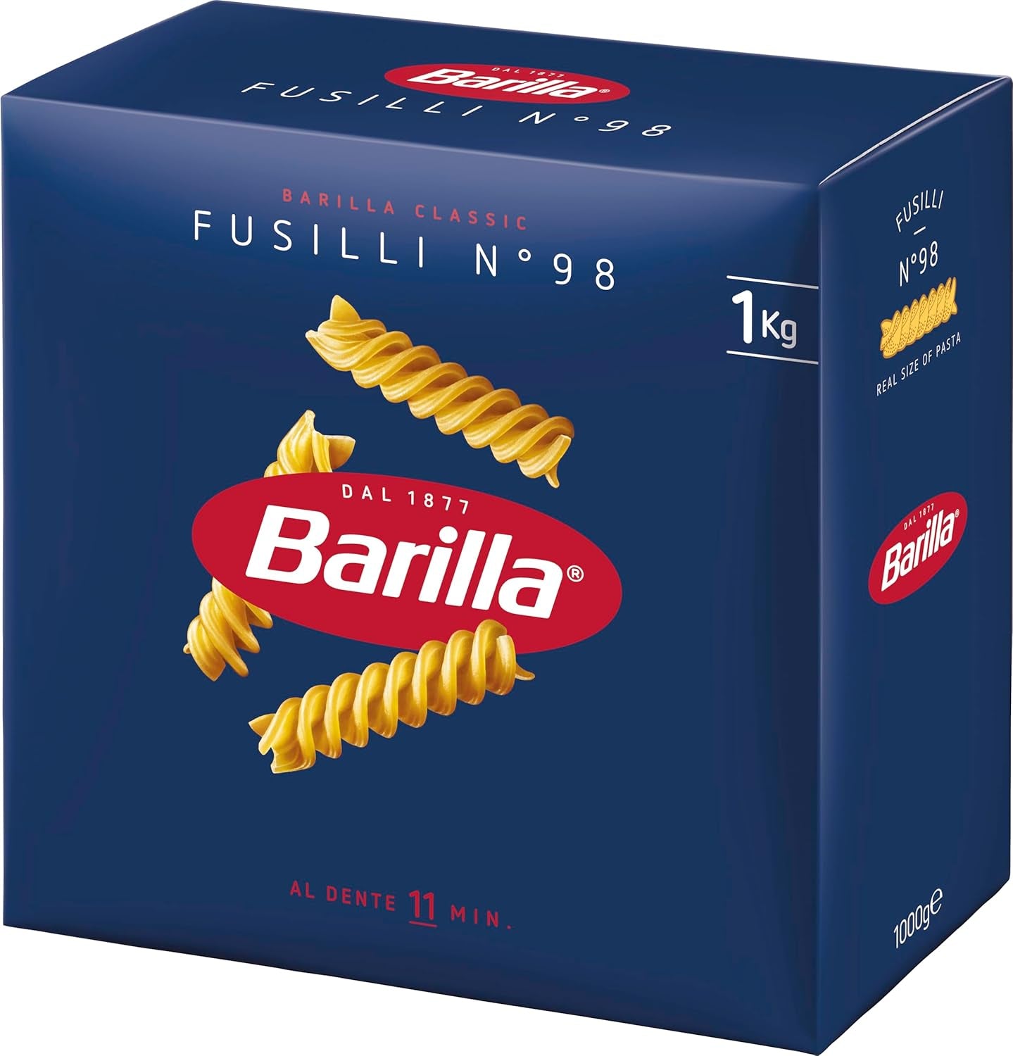Pasta Barilla Classic Fusilli no. 98, kiváló minőségű durumbúzából, mindig al dente, 1 kg