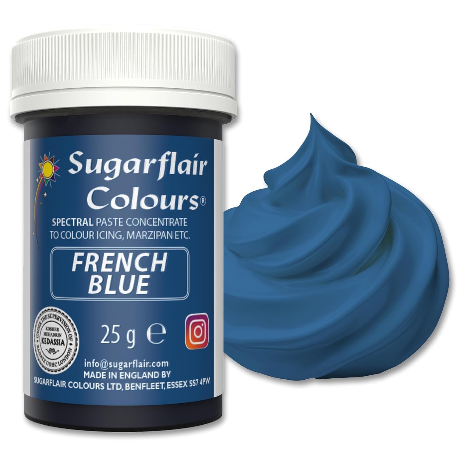 Pastă de colorant alimentar Sugarflair Grafit, colorant alimentar spectral concentrat pentru cremă de unt, pastă de zahăr, glazură, mixuri pentru prăjituri, macarons și multe altele! - 25g