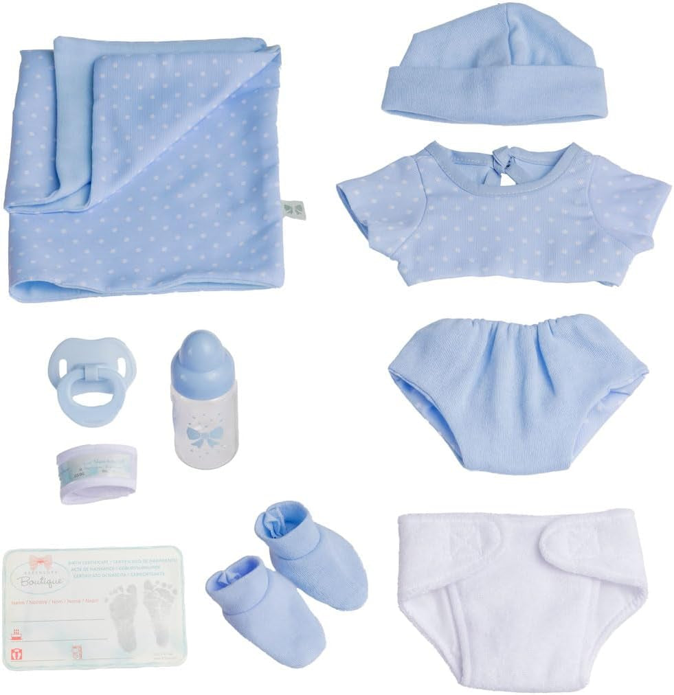 jc toys 102-18540 – Kinderpuppe, Körper aus Gummi, Blue Kleidung mit Punken, 36 cm