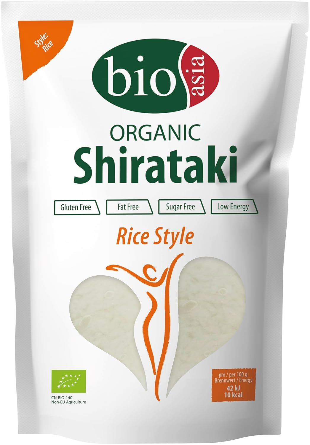 BIOASIA bio Shirataki rizs bio konjac lisztből – alacsony kalóriatartalmú – cukor-, zsír- és gluténmentes (1 x 270 g)