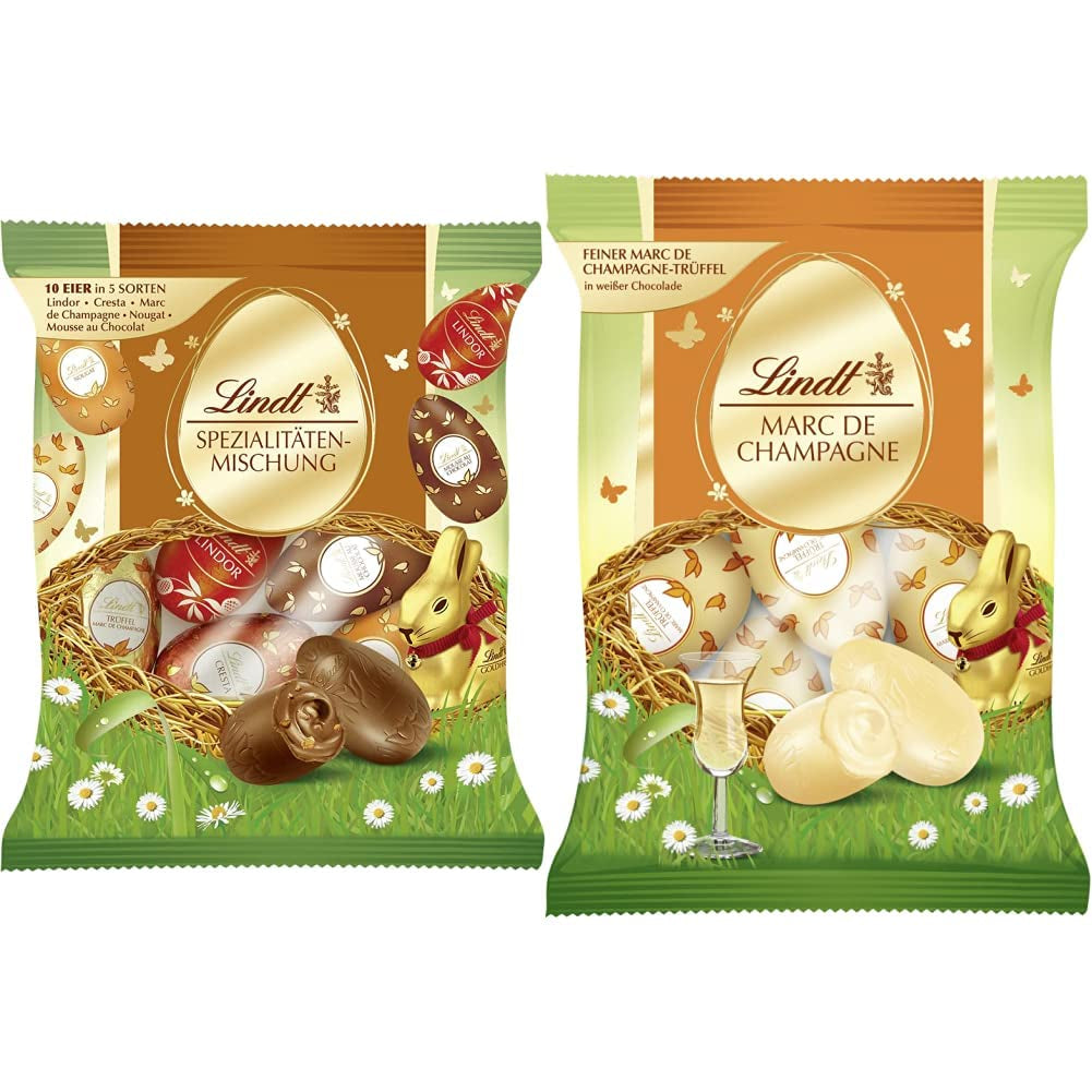 Különleges csokoládé mix | 2 x 180g | Öt fajta teljes tej tojás alkohollal és alkohol nélkül (Eggs Marc de Champagne és csokis szarvasgomba | 3 x 90 g)