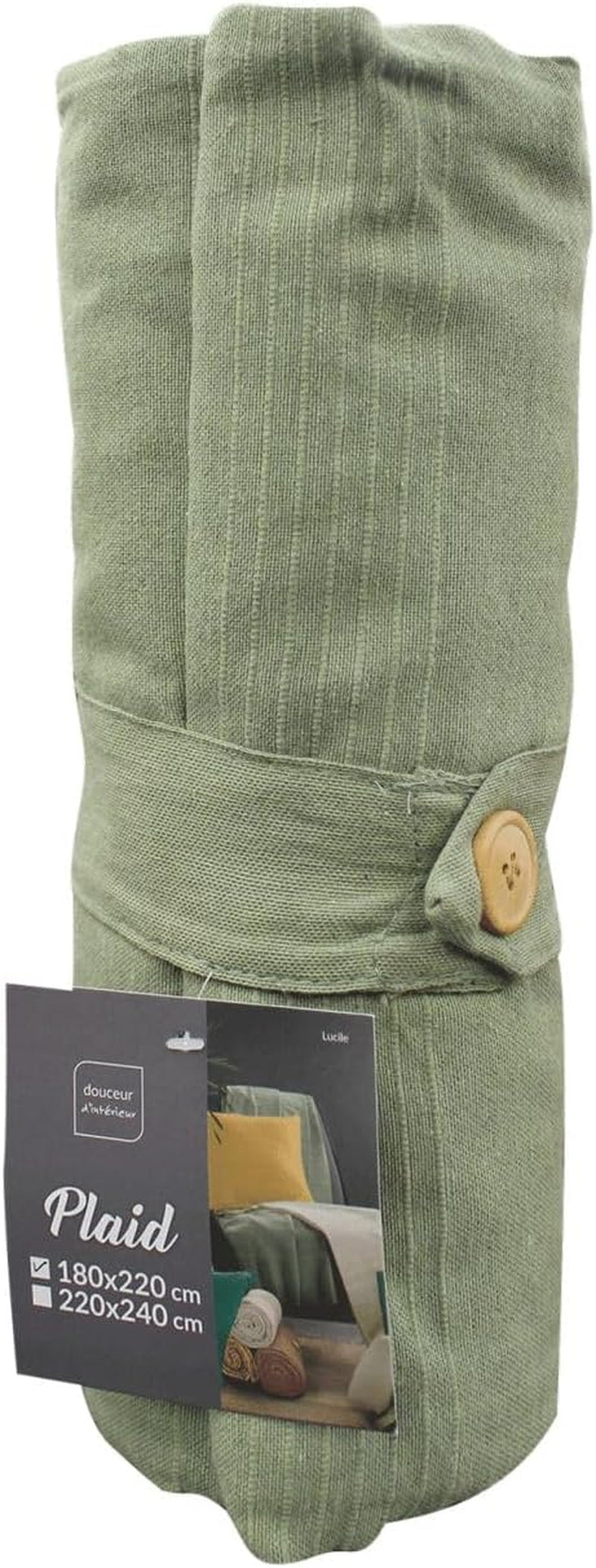 Douceur D'Intérieur, Takaró (220 X 240 cm) Lucile Curry, Polycotton, Egyszínű ágyak és takarók Douceur d'Intérieur Sage 180 X 220 cm