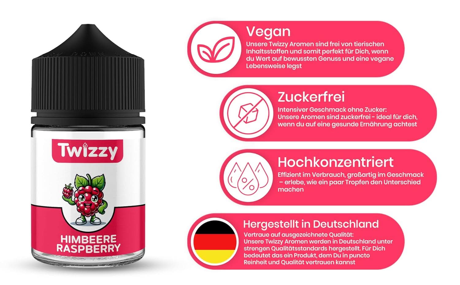 Twizzy, aromă intensă de zmeură, 60 mililitri Arome Naty Shop