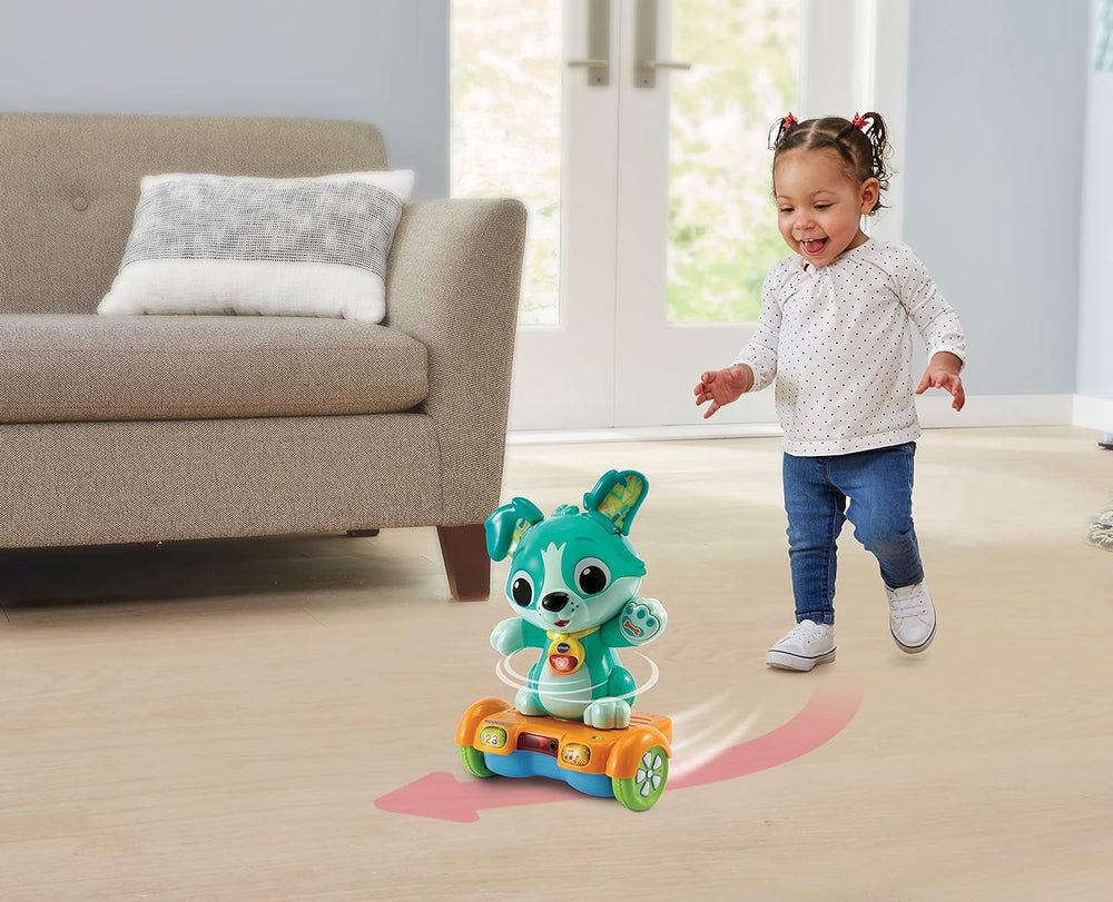 Vtech Baby Catch Me Puppy - Cățelușul hoverboard motorizat încurajează mișcarea - Cu urechi mișcătoare, cântece, sunete și conținut de învățare - Pentru copii cu vârsta cuprinsă între 12-36 luni Jucarii Bebe Naty Shop