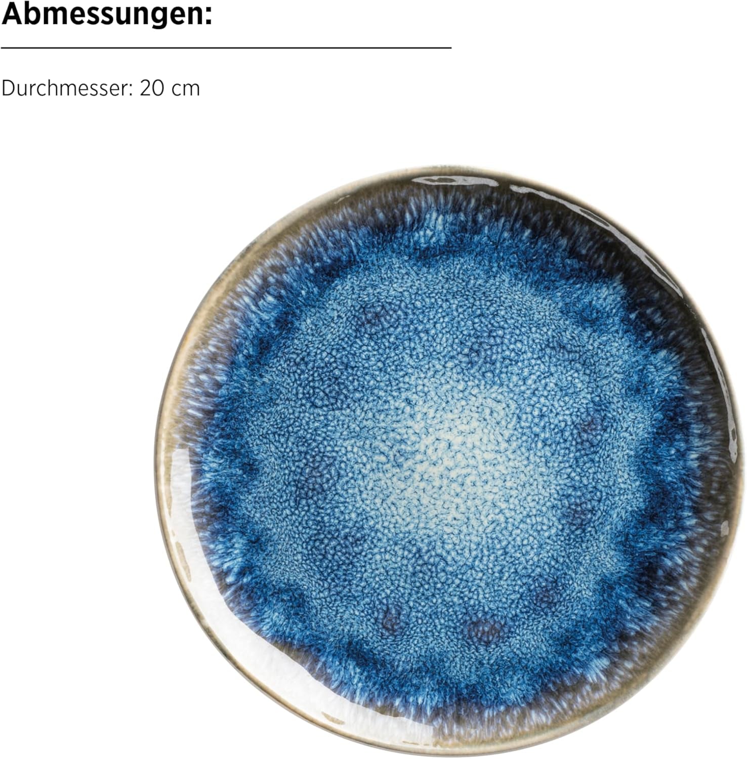 MÄSER 934092 Seria Frozen, Set de veselă ceramică pentru 4 persoane, Serviciu combinat cu 16 piese cu forme organice, Serviciu cu pete albastre, Gresie, Albastru închis