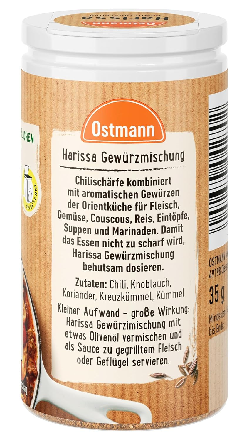 Ostmann Gewürze - Harissa Gewürzmischung | Scharfes orientalisches Gewürz für Geflügel, Fleisch, Gemüse vagy Couscous | 35 g Der Streudose-ban