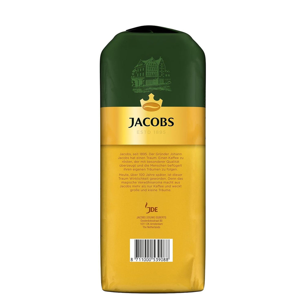 Boabe de cafea Jacobs Café Crema Gold 1kg – Corp plin, aromat, cu note fructate, boabe Arabica și Robusta, intensitate 5/10, ideal pentru Café Crema (pachet de 3)