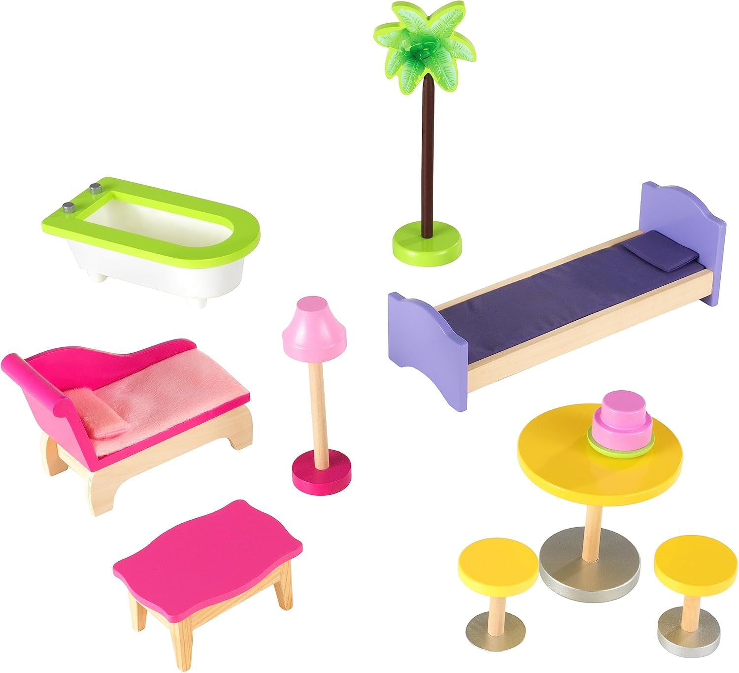 Casa de păpuși din lemn Kidkraft Kayla cu mobilier și accesorii, set de joacă cu 3 niveluri de joc pentru păpuși de 30 cm, jucărie pentru copii de la 3 ani, 65092 - Exclusiv pe Amazon Casute de papusi Naty Shop