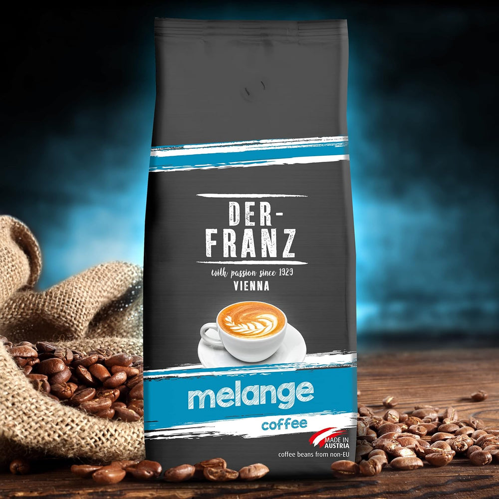 Cafea Der-Franz Melange, Intensitate 3/5, 100% Arabica, boabe întregi de cafea, 4 x 1000 g