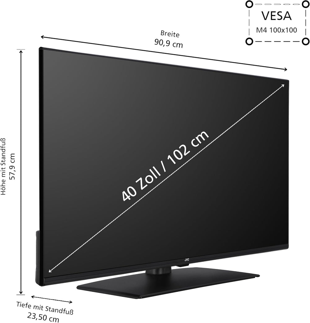 Televizor JVC LT-40VF4455 de 40 de inci, televizor Full HD cu diagonală de ecran de 102 cm și tuner triplu integrat, televizor LED negru