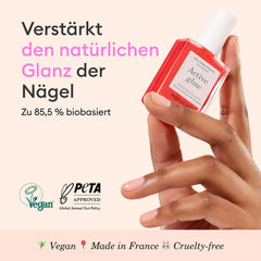 MANUCUIST Nail Care Repair Active Glow Raspberry (rózsaszín) bio-alapú: édes mandula, málna, tápláló és fényes körömlakk, átlátszó rózsaszín hatás - Nude körömlakk