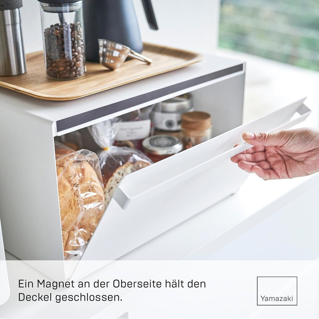 Yamazaki 4352 TOWER Coș pentru pâine, alb, oțel, minimalist, 40 x 34,5 x 24 cm Cutii depozitare alimente Naty Shop