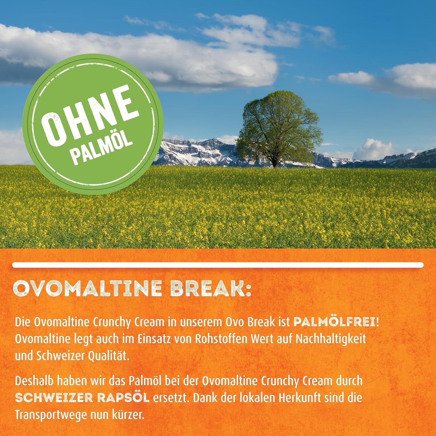 Ovomaltine OVO BREAK Napolitană și Baton de Ciocolată - o gustare crocantă cu gustul inconfundabil al popularei noastre Creme Crocante, natural fără ulei de palmier (4 x 39g)
