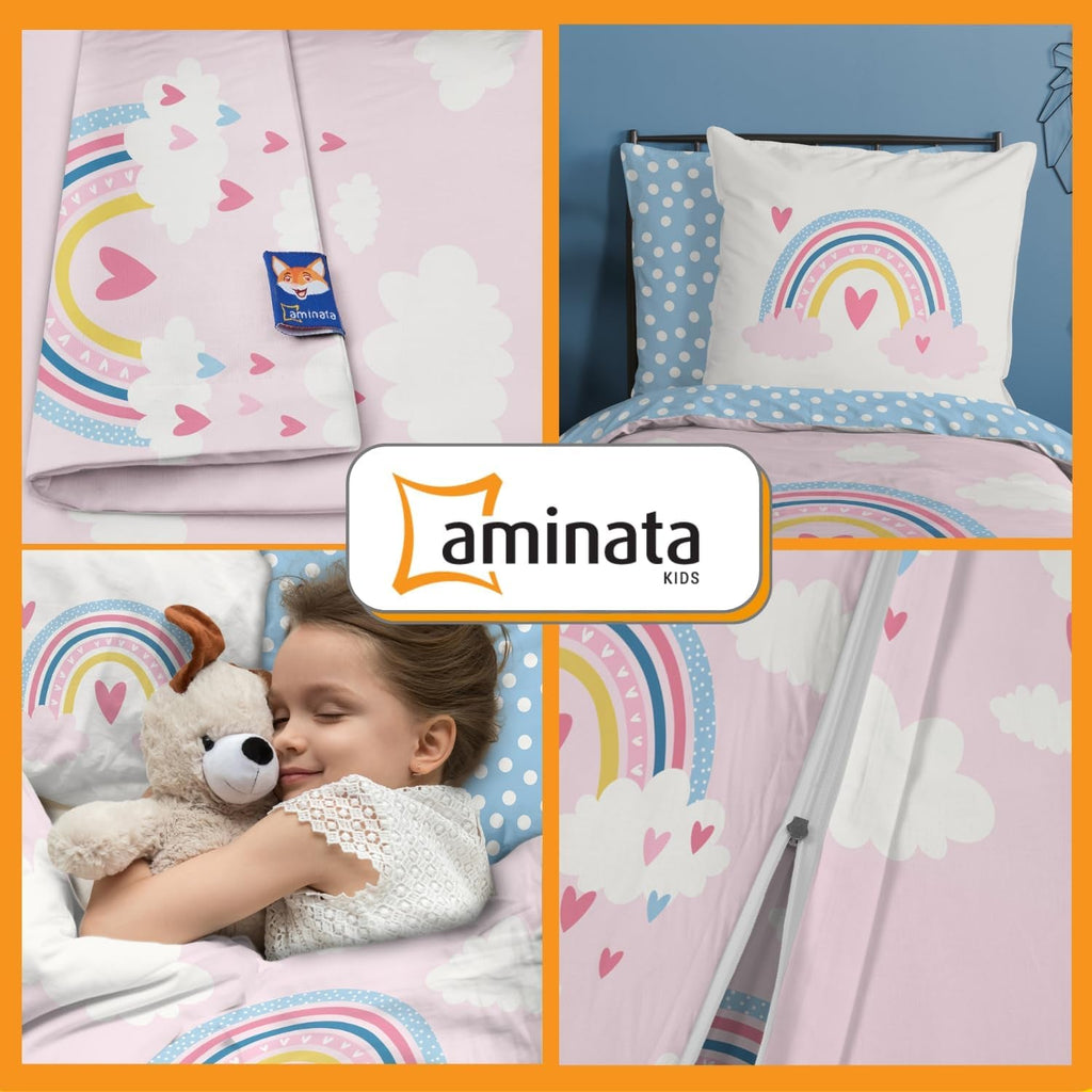 Aminata Kids lenjerie de pat pentru copii, curcubeu, reversibila Lenjerie de pat - copii Naty Shop