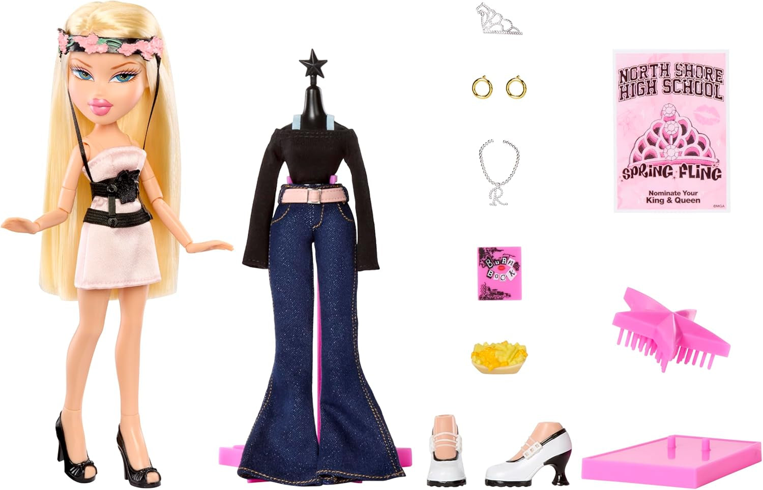 Bratz x Mean Girls Spring Fling Doll Regina – Modepuppe zum Sammeln mit 2 Outfits, Rosa Satinkleid und vom Film Inspirierten Accessoires