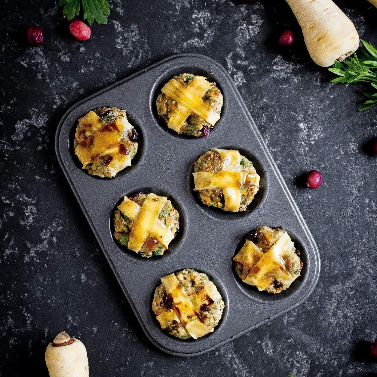 Masterclass 6-Loch-Muffinblech Mit PTFE-, PFOA- Und Bpa-Freiem Antihaftbeschichtung, Robustes 1Mm Dickes Karbonstahlblech, 27 X 18Cm Cupcake-Form Formák és tálcák sütéshez Naty Shop