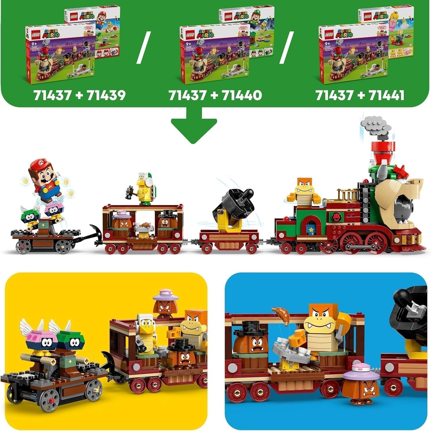 LEGO Super Mario Express Bowser Train Kids Kalandjátékkészlet Hammer Brother 2 gumival és 2 parapunctures Nintendo ajándék fiúknak lányoknak játékosoknak 71437 építőkészlet Besuche den LEGO-Store