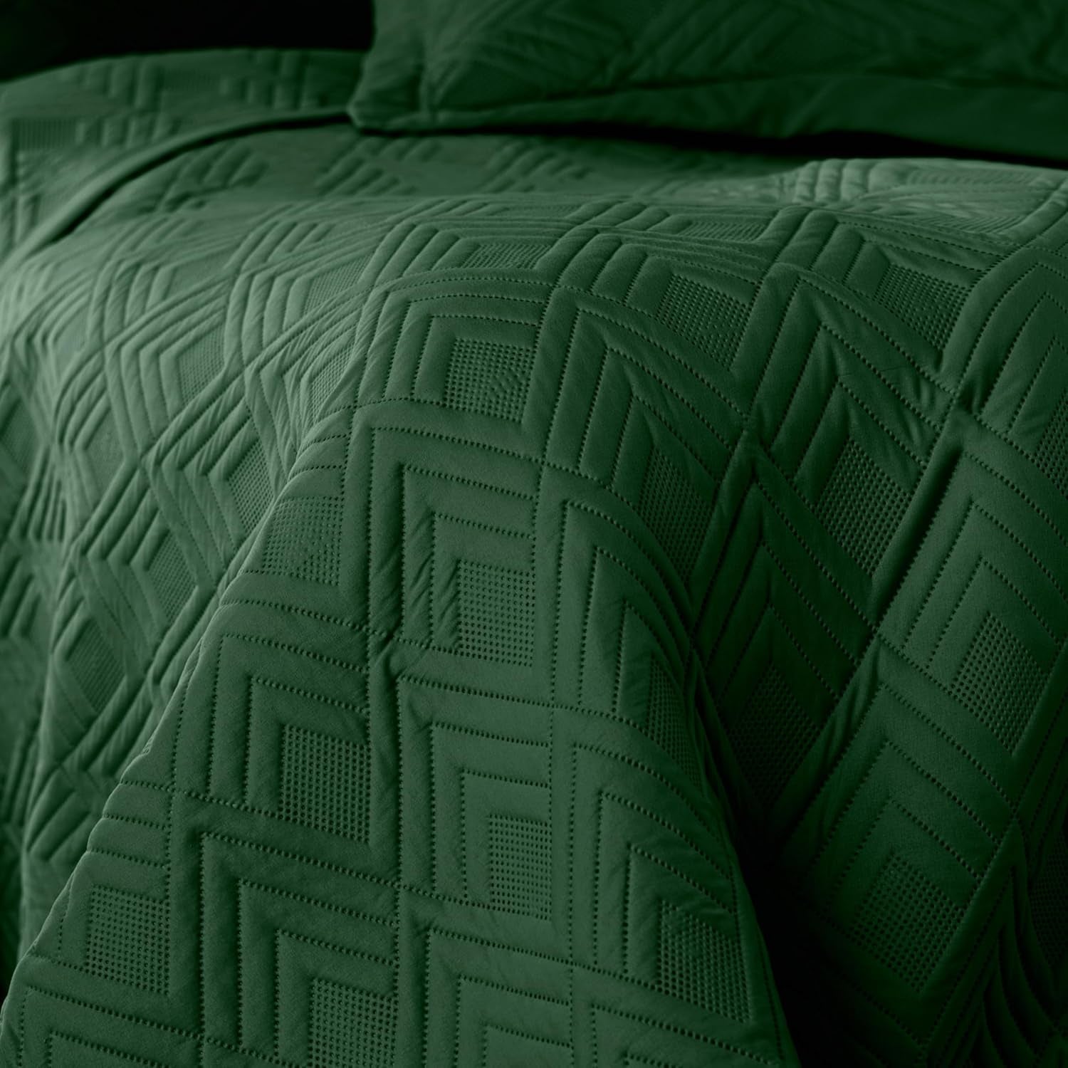 Ameliahome Cuvertură de pat 170X210 Cm Cuvertură de pat cu două fețe Ultrasonic Quilting Poliester Ophelia Dark Green Paturi si Cuverturi Besuche den AmeliaHome-Store