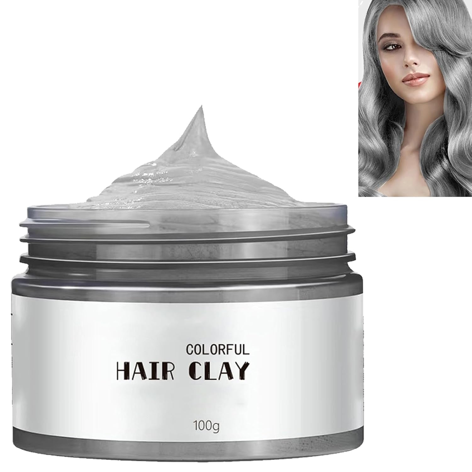 Cremă pentru vopsirea părului natural, gri argintiu, ceară pentru colorarea instantanee a părului, coafură temporară, vopsea gri, păr natural, gri argintiu, 100 ml Vopsea pentru par Naty Shop Titlu implicit