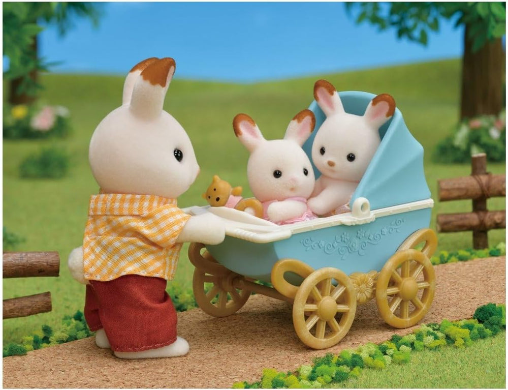 Sylvanian Families 5432 Schokoladenhasen Zwillinge mit Kinderwagen - Puppenhaus Spielset