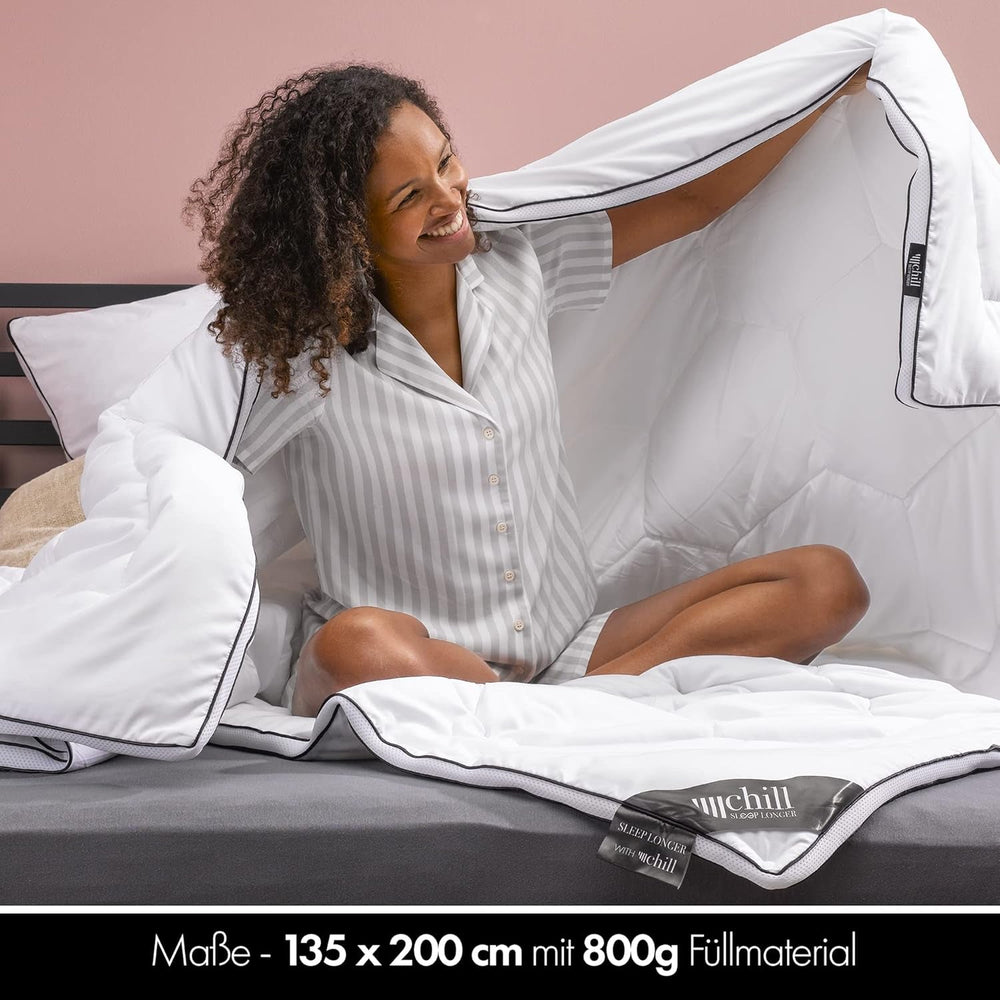 All Seasons paplan 135x200 - Könnyű 135x200 paplan - Légáteresztő és mosható és 100%-ban vegán - Klímahálós paplan és kényelmes pánt alváshoz - 800G Töltő paplanok és paplanok Naty Shop