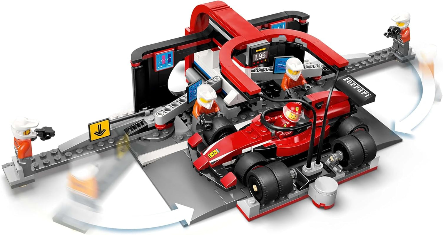 LEGO City F1 boxkiállás csapattal és Ferrari Speedsterrel - Forma 1 boxkiállás készlet 1 versenyzővel és 4 mechanikus minifigurával - Versenyautó játék fiúknak és lányoknak 6+ - 60443 Építőkészletek Beuche den LEGO-Store