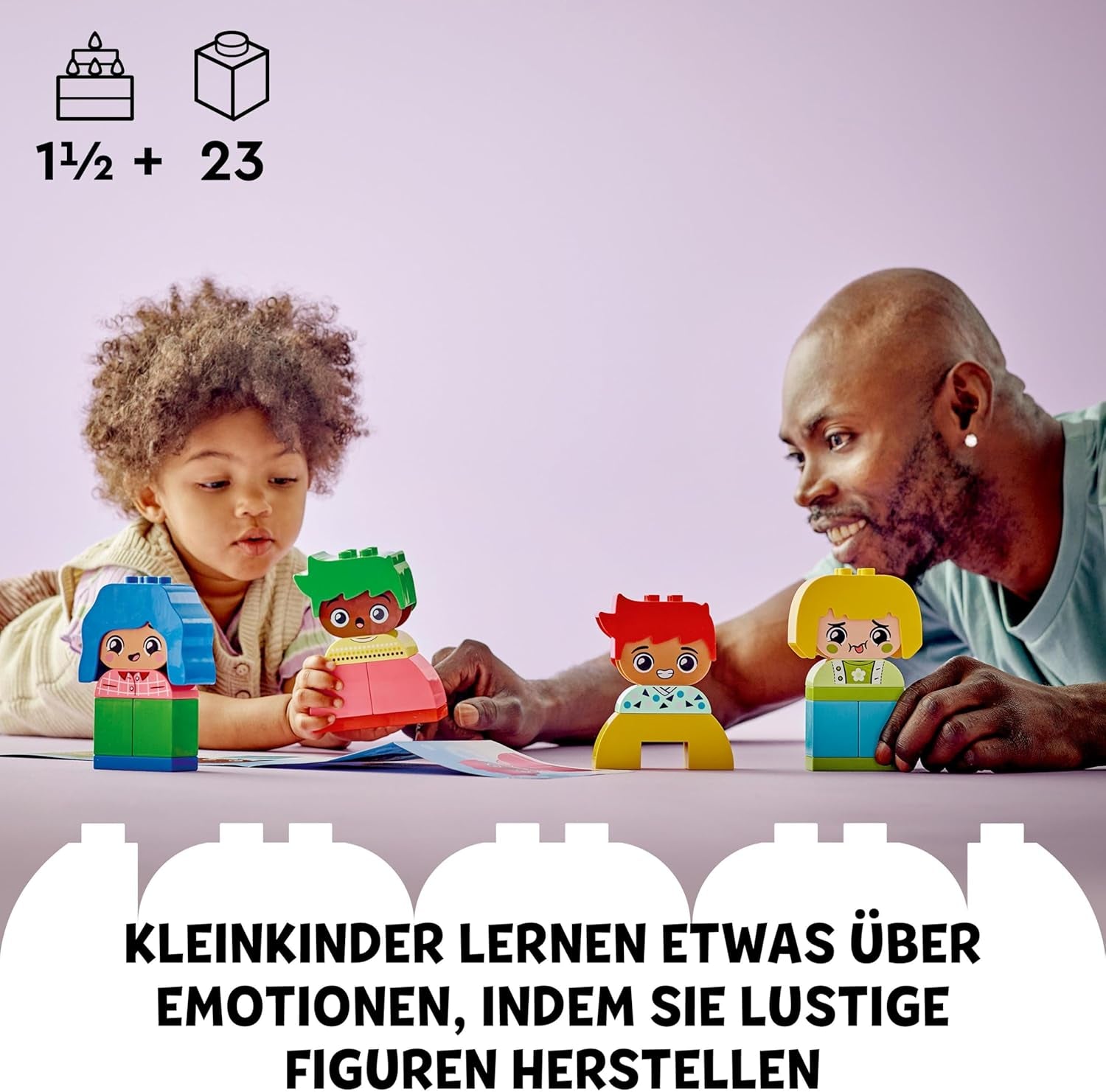 LEGO DUPLO Big Feelings, egymásra rakható építőjáték 23 színes téglával és 4 figurával, motoros játék a 18 hónapos kortól kezdődő kisgyermekek szociális és érzelmi fejlődésének elősegítésére 10415 Építőkészletek Beuche den LEGO-Store