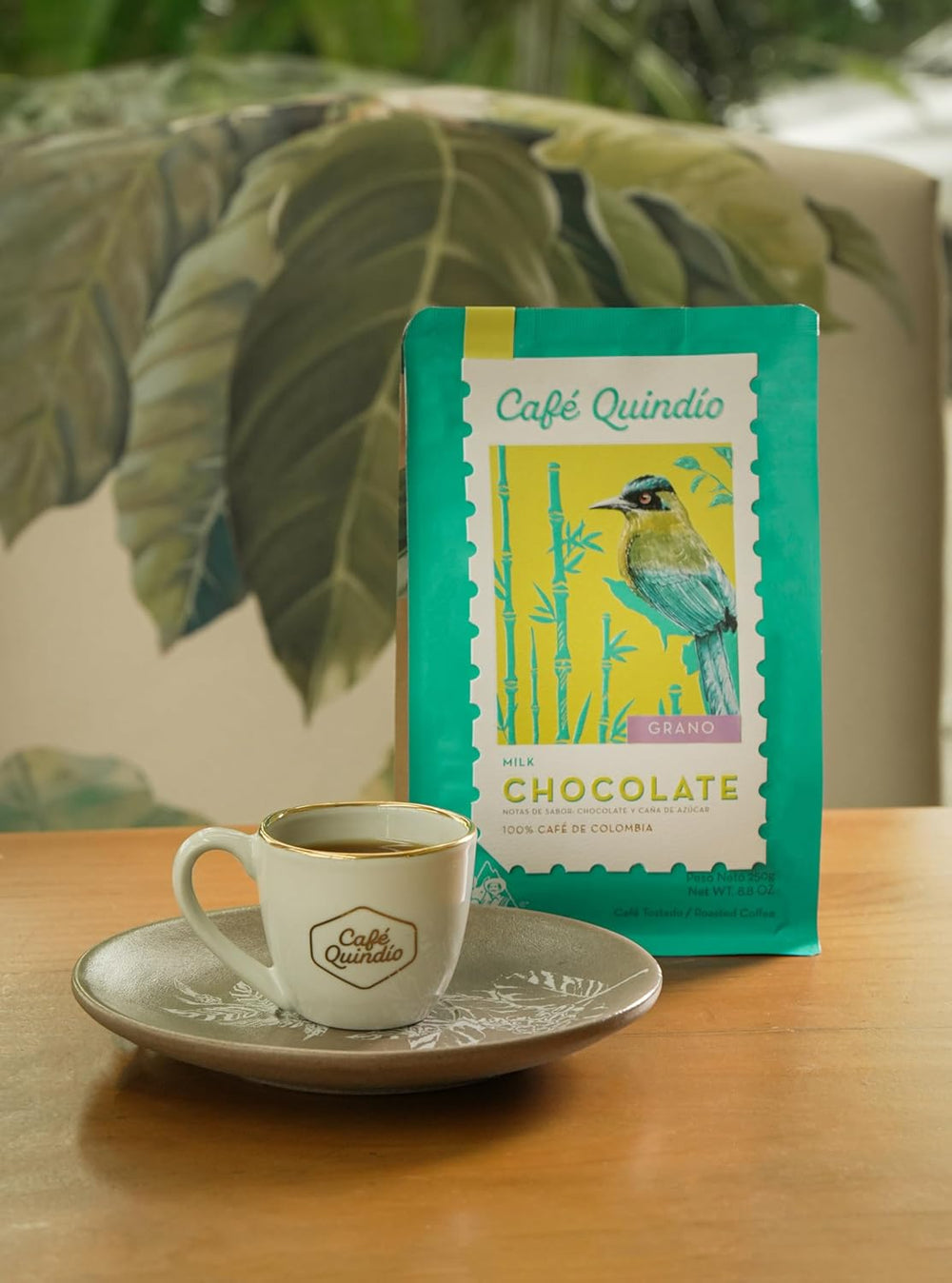 Cafe Quindio Specialty Coffee - boabe de cafea 100% Arabica, Columbia - cu note naturale de aromă de ciocolată cu lapte (250g) - ideală pentru cafea filtrată, aparate portafilter sau aparate de cafea complet automate
