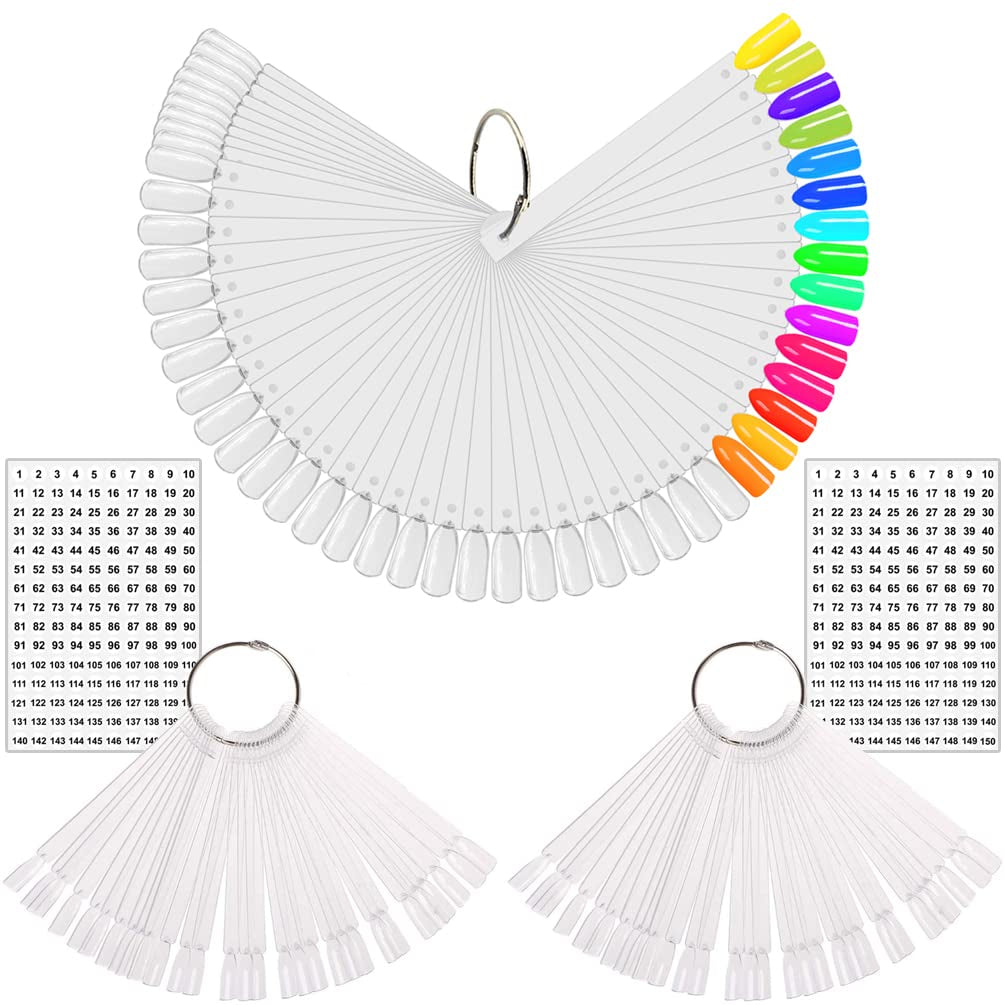 150 Stück Nail Art Tips Ring Stick,  Transparent Farbe Karte Platten Nagellack Display Ring Sticks, Nagel Salon Übungen Display Nail Tips