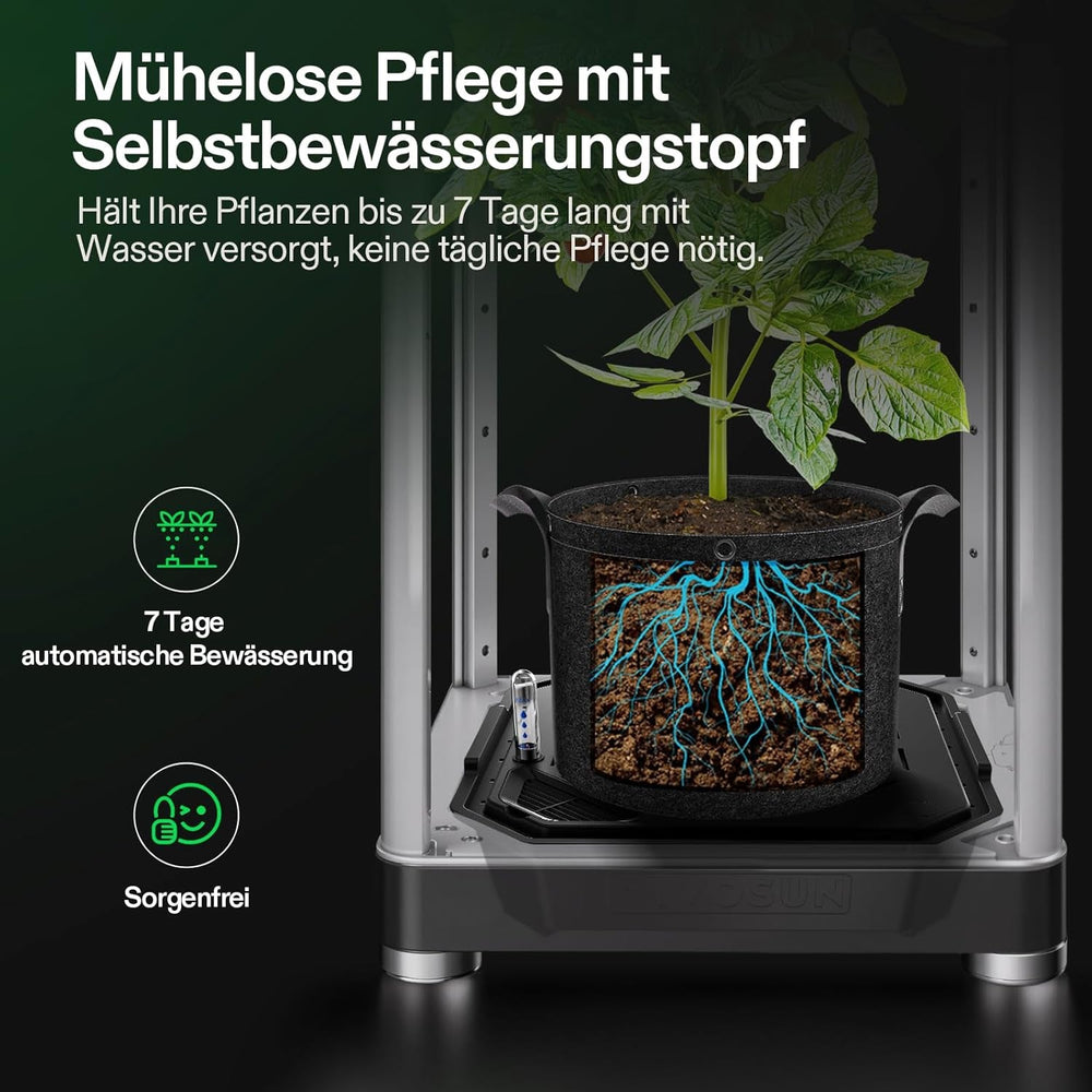Cutie de creștere inteligentă VGrow All-in-One, sistem profesional cu lampă de creștere Samsung LM301H EVO, sistem avansat de circulație și ventilație, irigare, alimentare cu nutrienți pentru hidroponie de interior