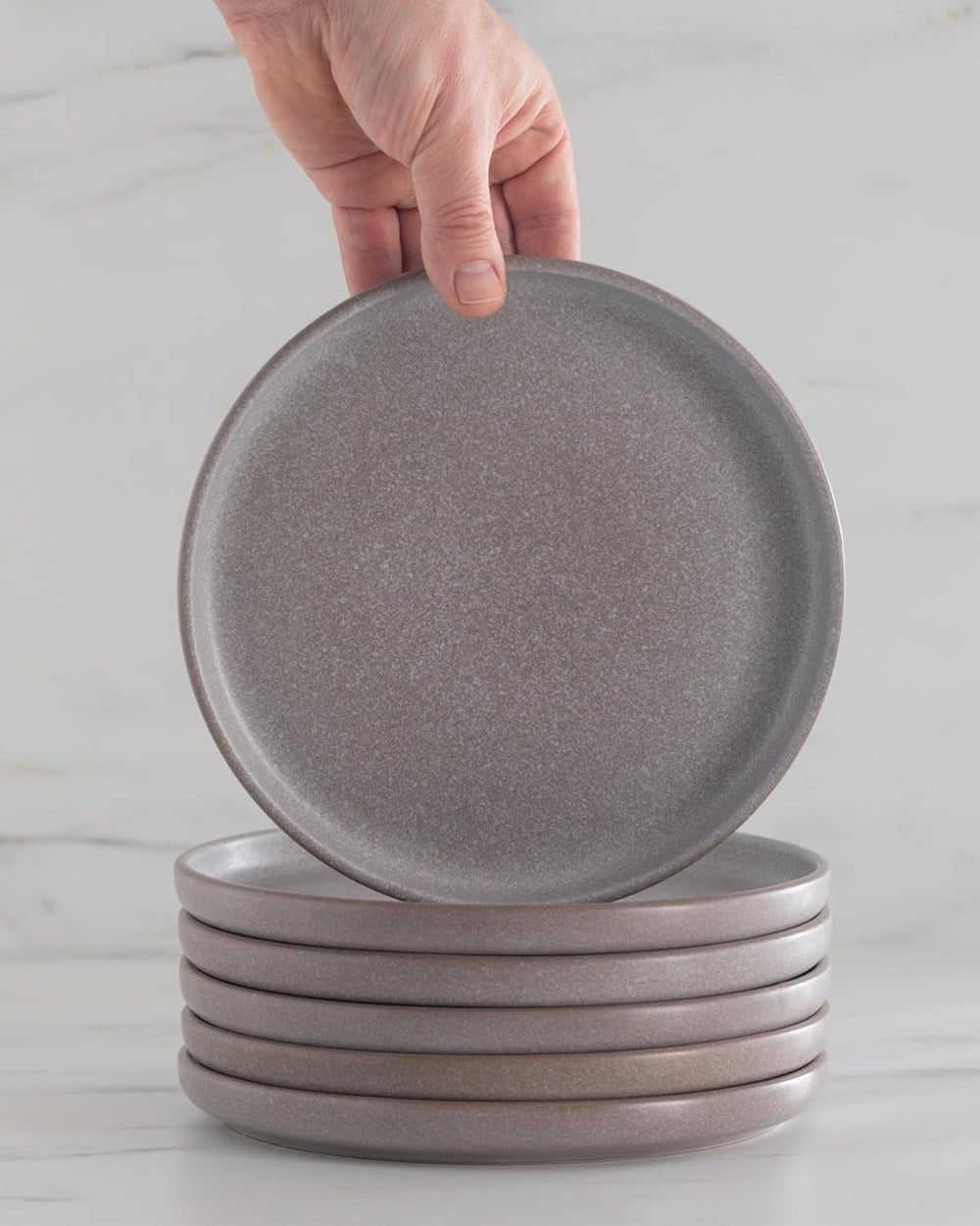 Set de veselă din gresie pentru 12 persoane, 36 de piese, stil urban de înaltă calitate, TEST FOARTE BUN, Set de veselă din gresie - Set bol și farfurie - Serviciu de cină pentru 12 persoane, Seturi de veselă Pure Living în gri mat-maro